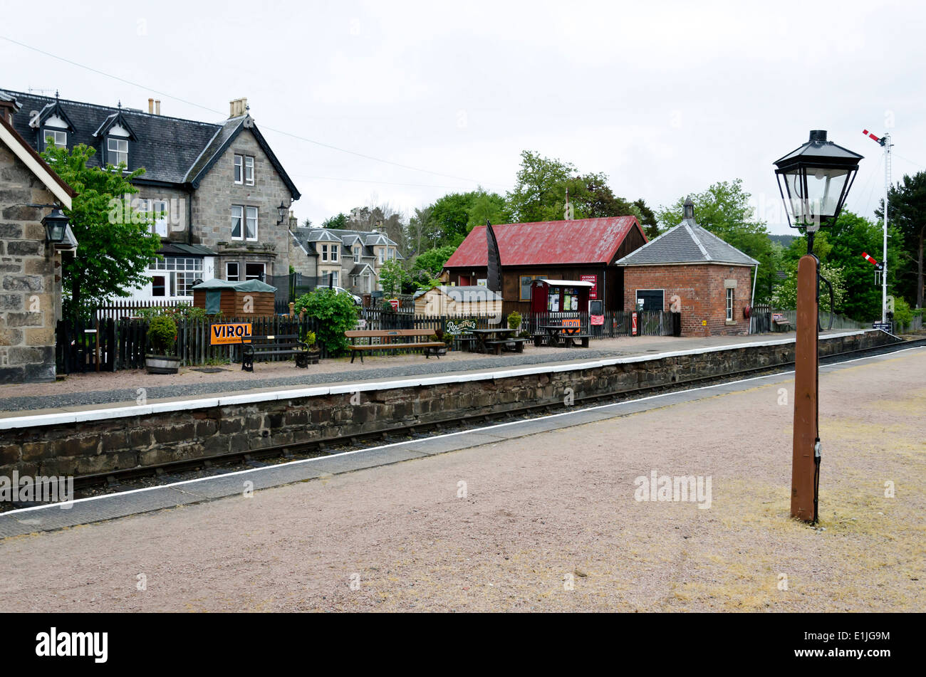 Boat of Garten stazione della ferrovia di Strathspey nelle Highlands Scozzesi. Foto Stock