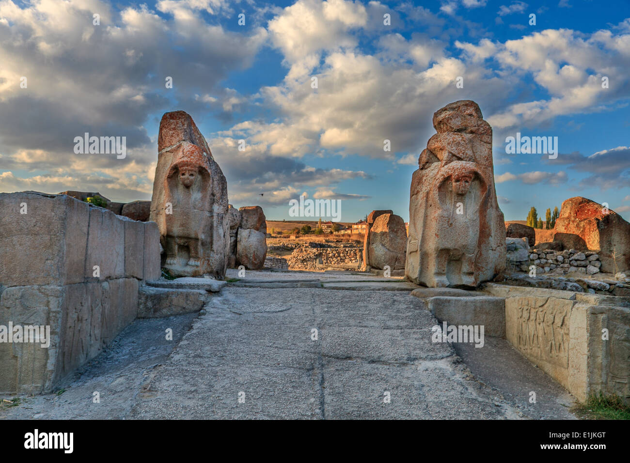 Sphinx cancello in Alaca Hoyuk Foto Stock