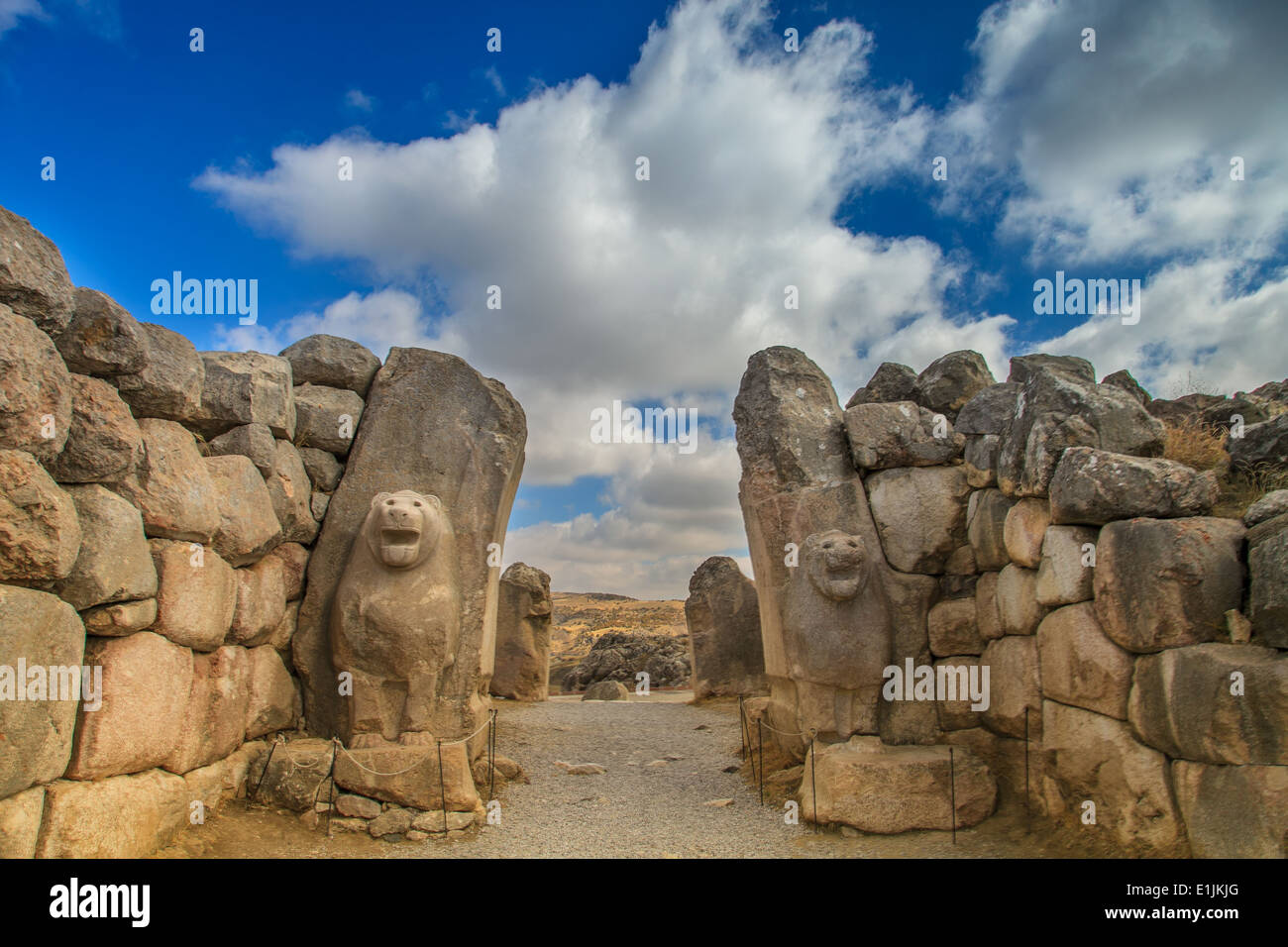 I Lions Gate, antica città di Hattusa Foto Stock