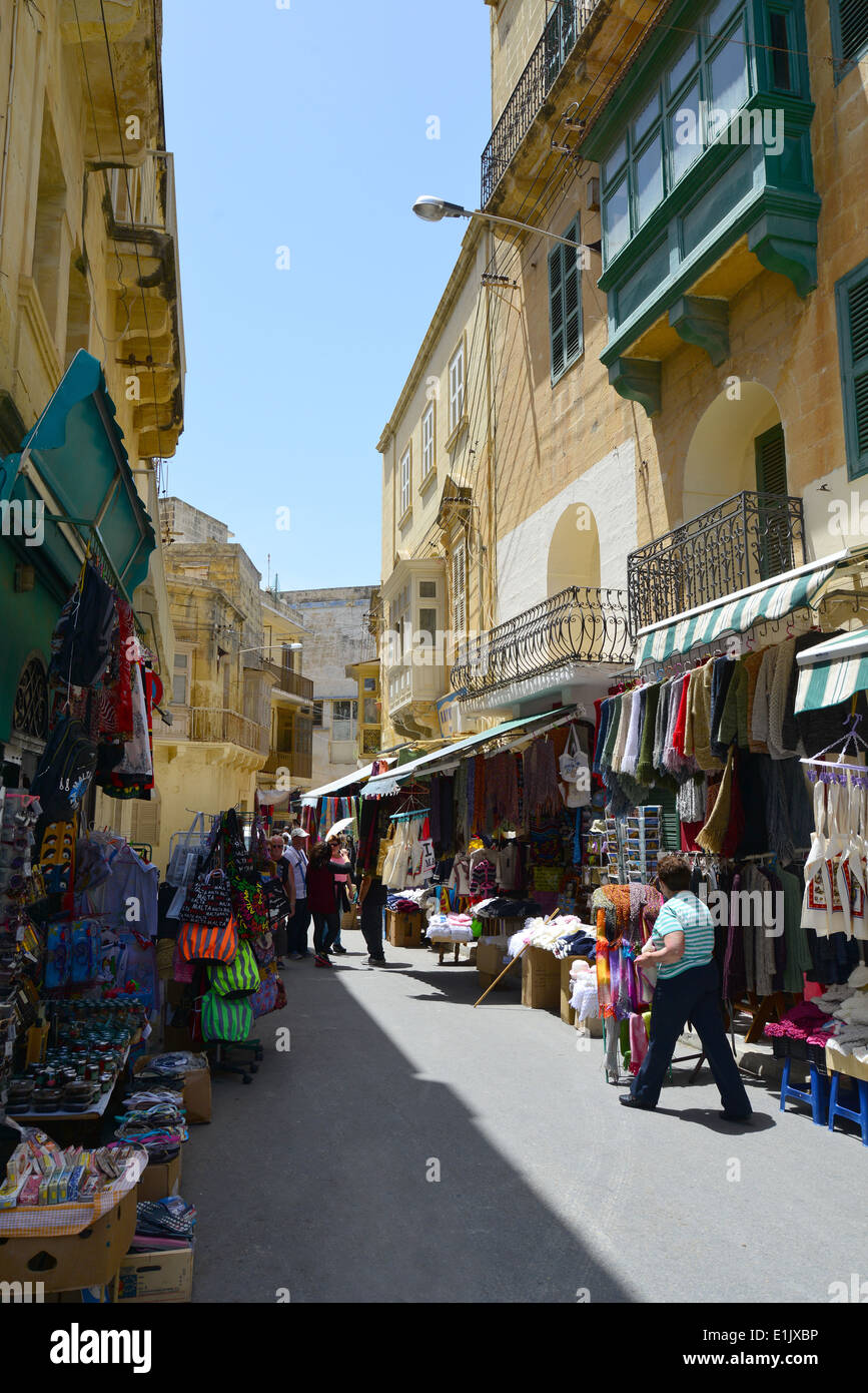 Strada del mercato, It-Tokk, Victoria (Città) di Victoria a Gozo (Għawdex), Gozo e Comino distretto, Gozo Regione, Repubblica di Malta Foto Stock