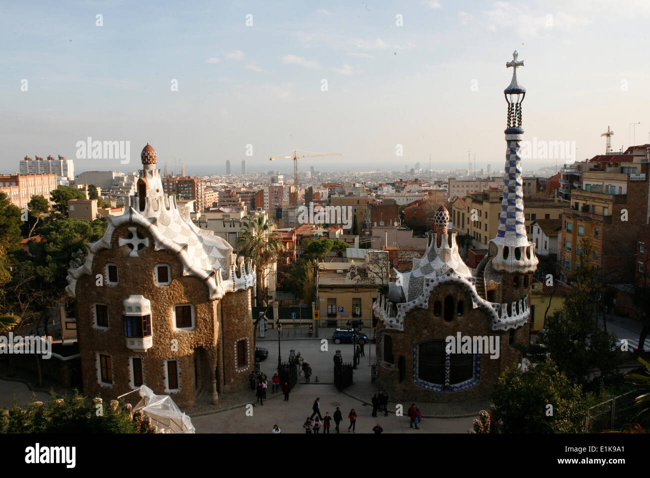 Gu troverete Case del parco progettato da Antonio Gaudi Foto Stock
