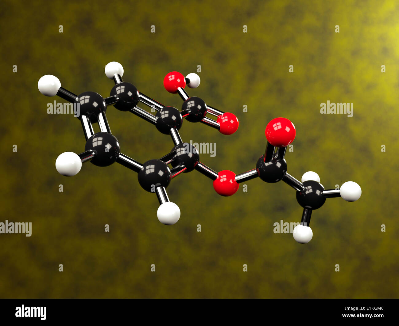 Molecola di aspirina Computer grafica che mostra la struttura di una molecola di Aspirina (acido acetilsalicilico) atomi sono rappresentati Foto Stock