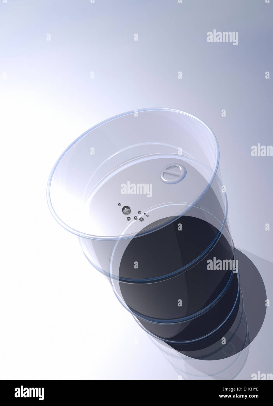 Illustrazione di acqua all'interno di un tamburo contenitore concetto ambientale. Foto Stock