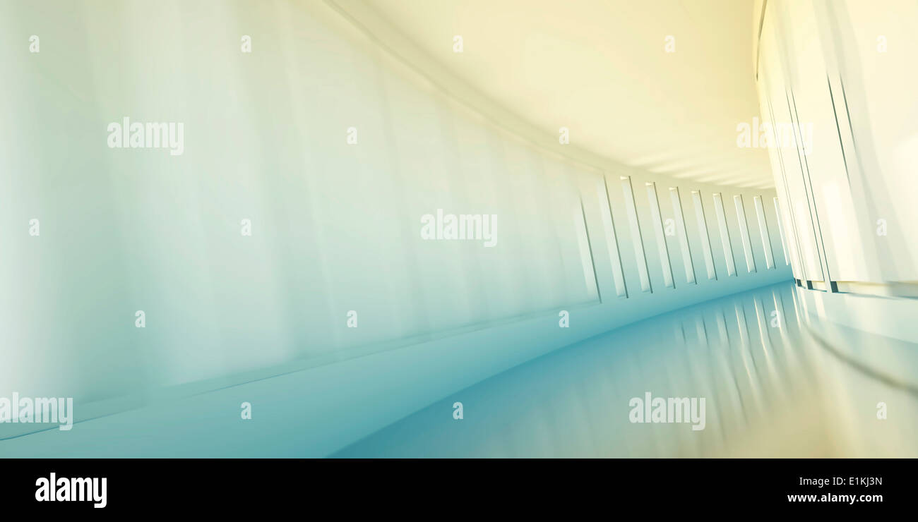 Corridoio all'interno di un edificio di uffici moto sfocata. Foto Stock