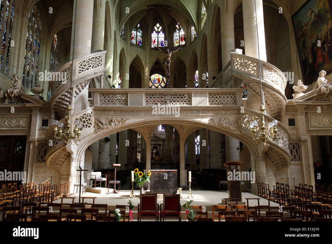 Parigi, Francia Saint-Etienne-du-Mont chiesa jube Foto Stock