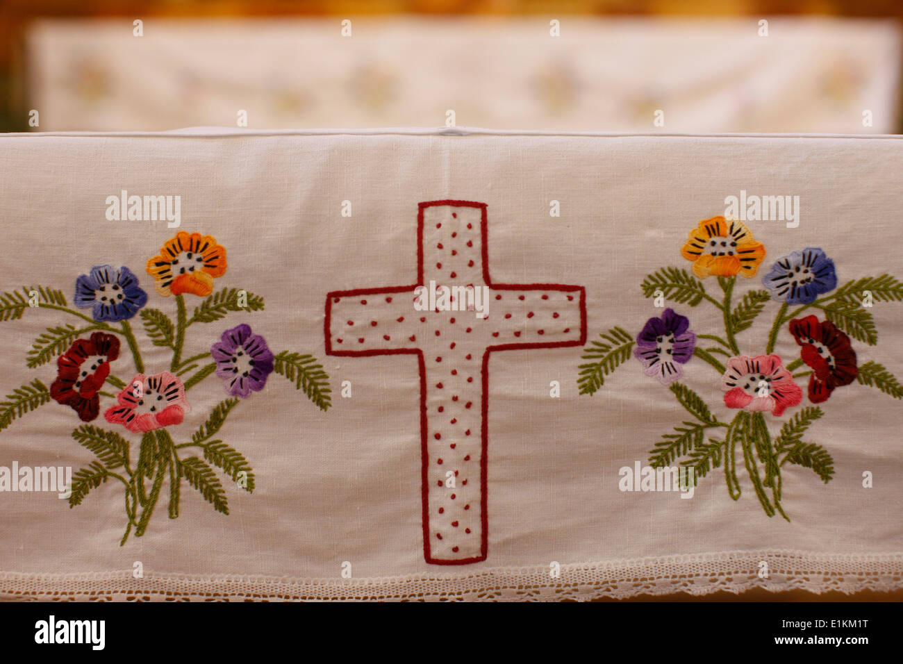 Tovaglia d'altare Foto Stock