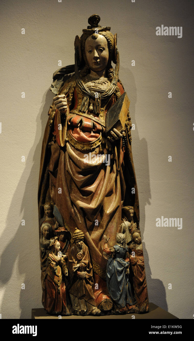 Santa Ursula (IV secolo). Maestro di Utrecht donna testa di pietra. Ca. 1530. La scultura. Foto Stock