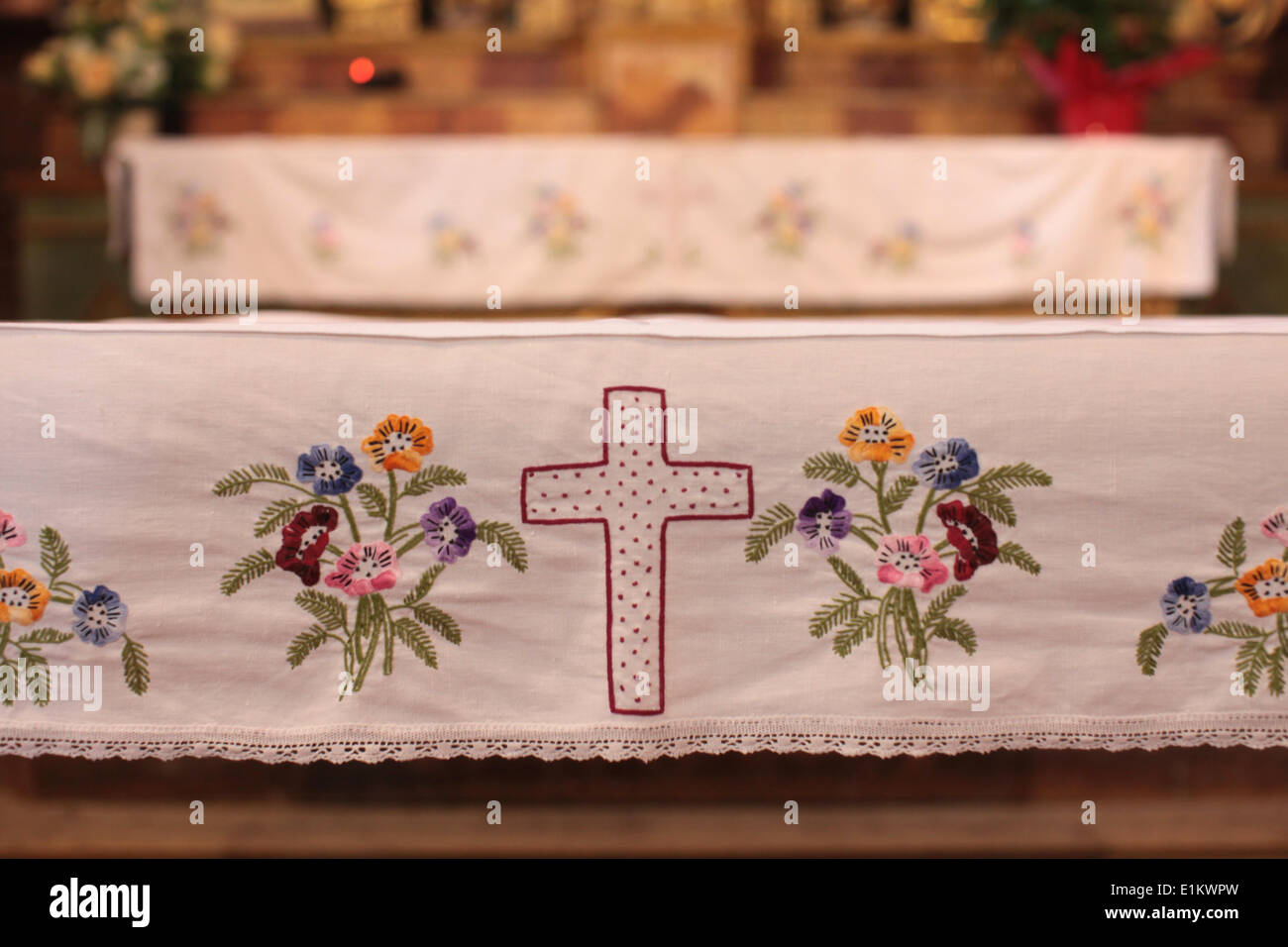 Tovaglia d'altare Foto Stock