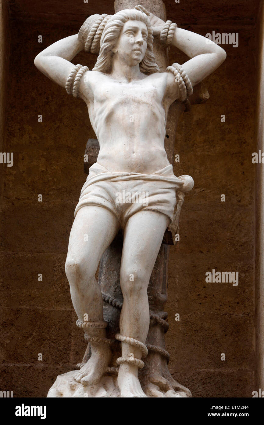 San Sebastiano statua nel Duomo di Gallipoli, Puglia Foto Stock
