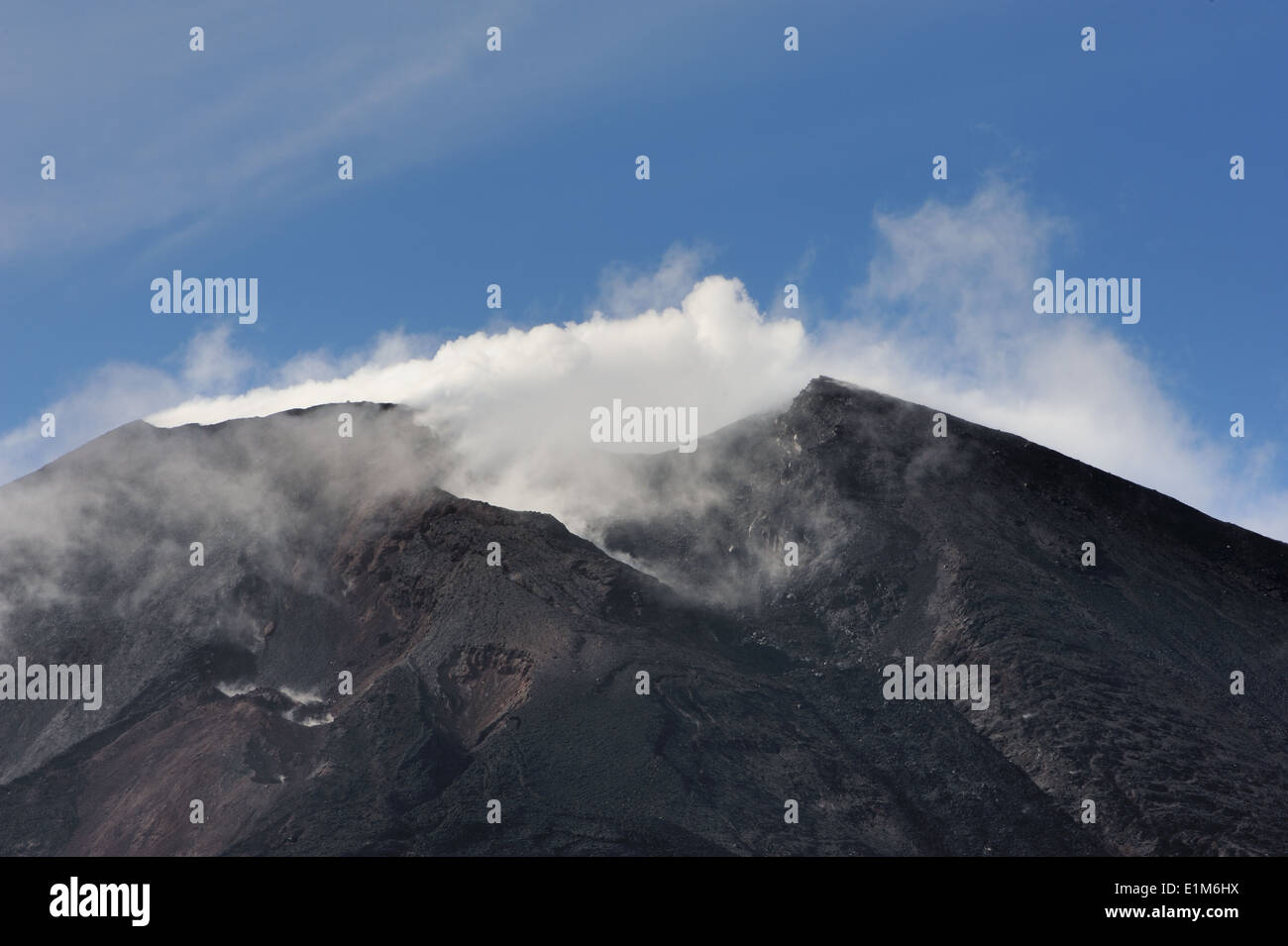 Il vertice del active Volcan de Pacaya, Cono Mackenney. San Vicente Pacaya. Repubblica del Guatemala. Foto Stock