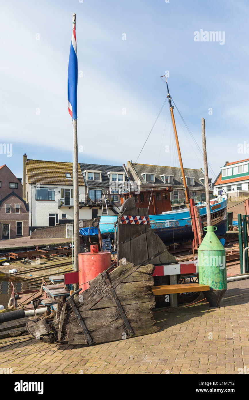 Cantiere olandese di Urk con storico delle navi da pesca Foto Stock