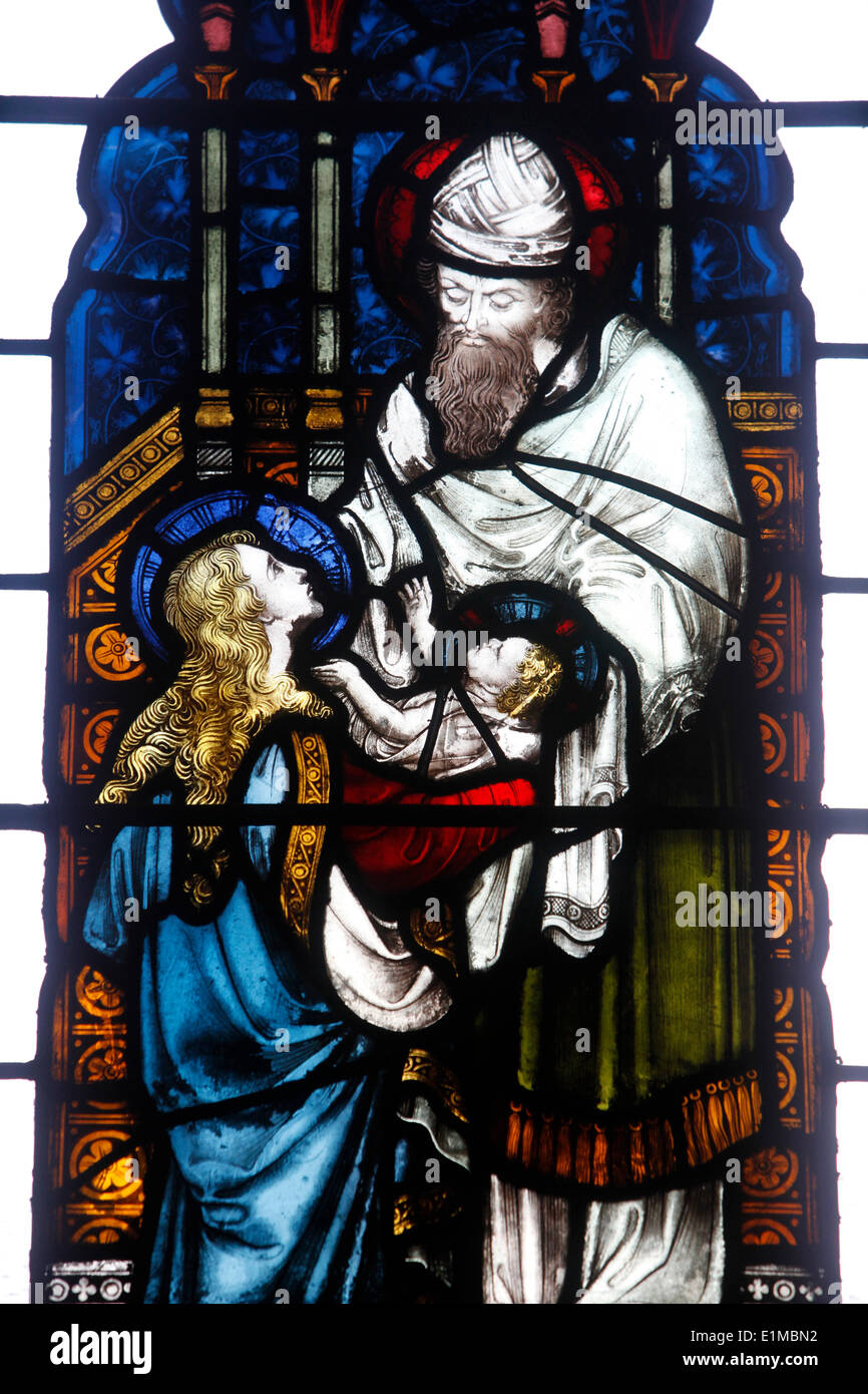 St Mary Abbots' Church, Kensington vetrate : "ine occhi hanno visto la tua salvezza" Foto Stock
