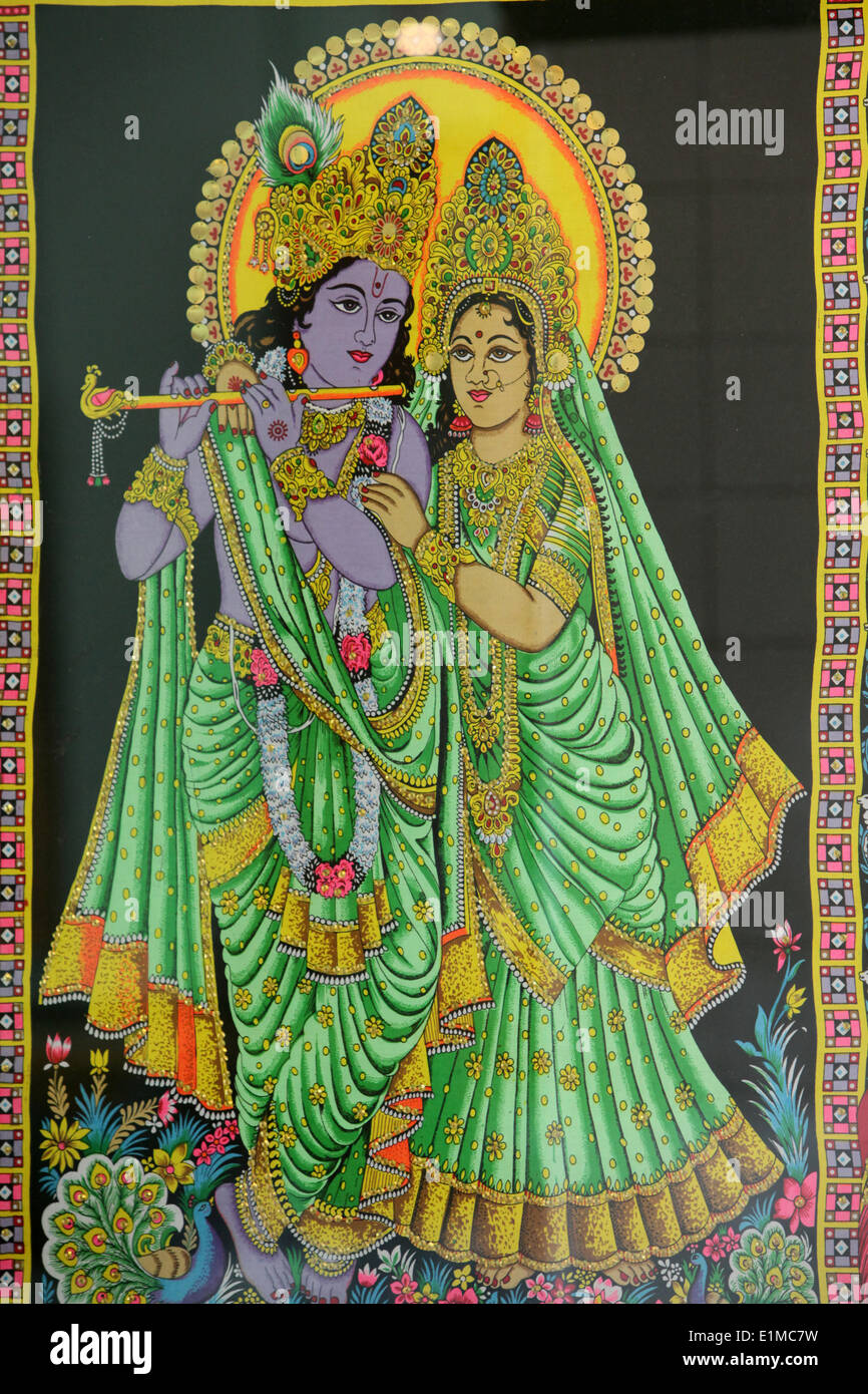 Tempio di Shiva. Krishna, Radha e il flauto. Foto Stock