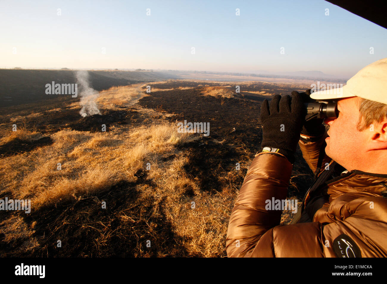 Madikwe Game Reserve. Incendio nella boccola. Foto Stock