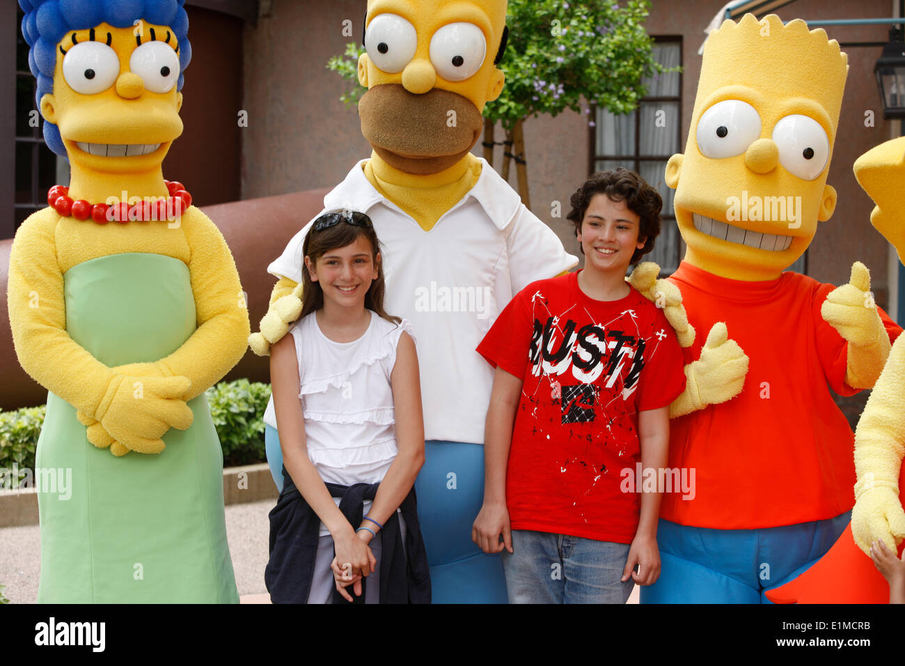 I bambini con i Simpson a Universal Orlando Foto Stock