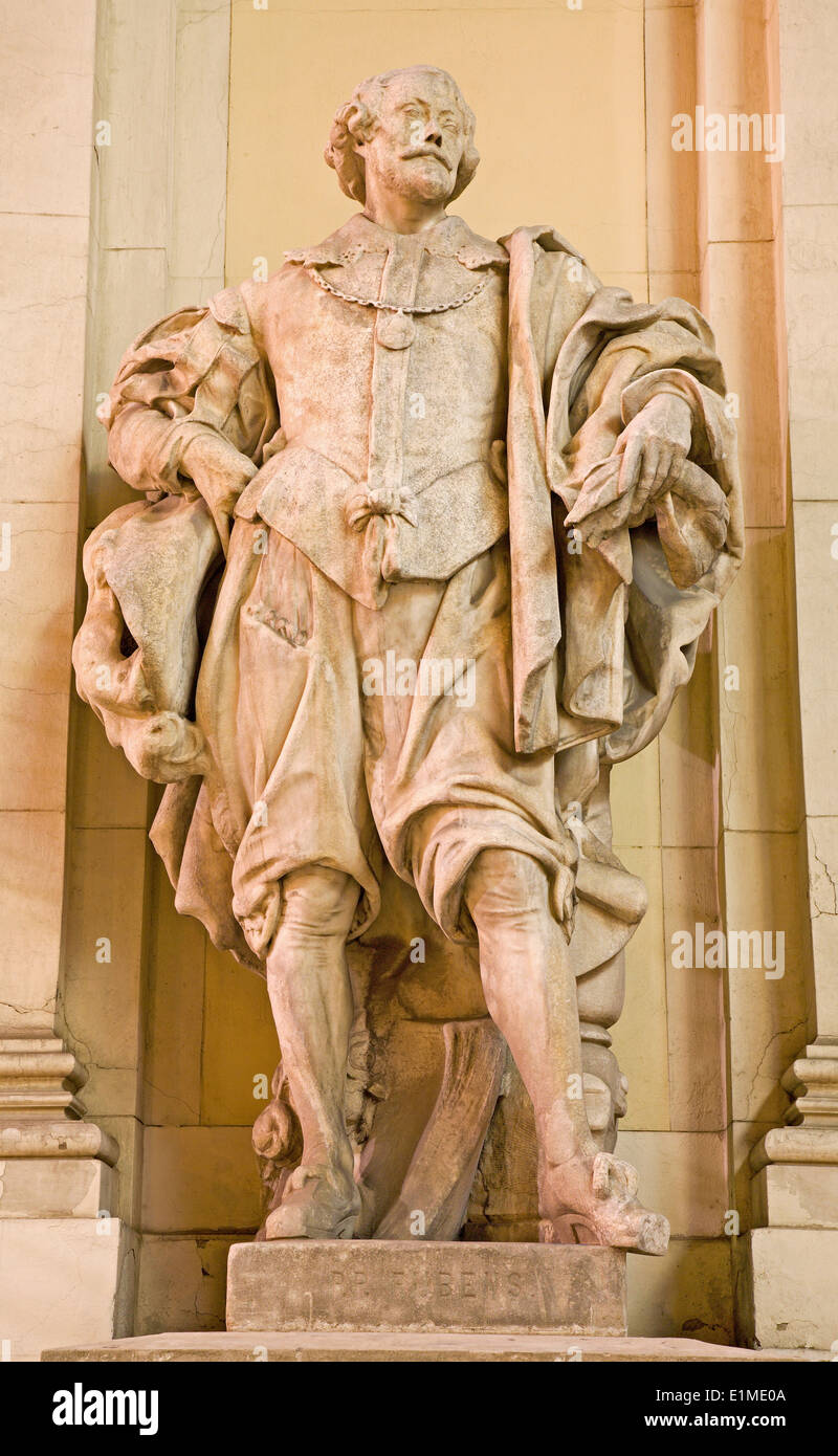 Vienna - statua di Peter Paurl Rubens sulla facciata del museo d'arte viennese di Viktor Tilgner (1879 - 1882). Foto Stock