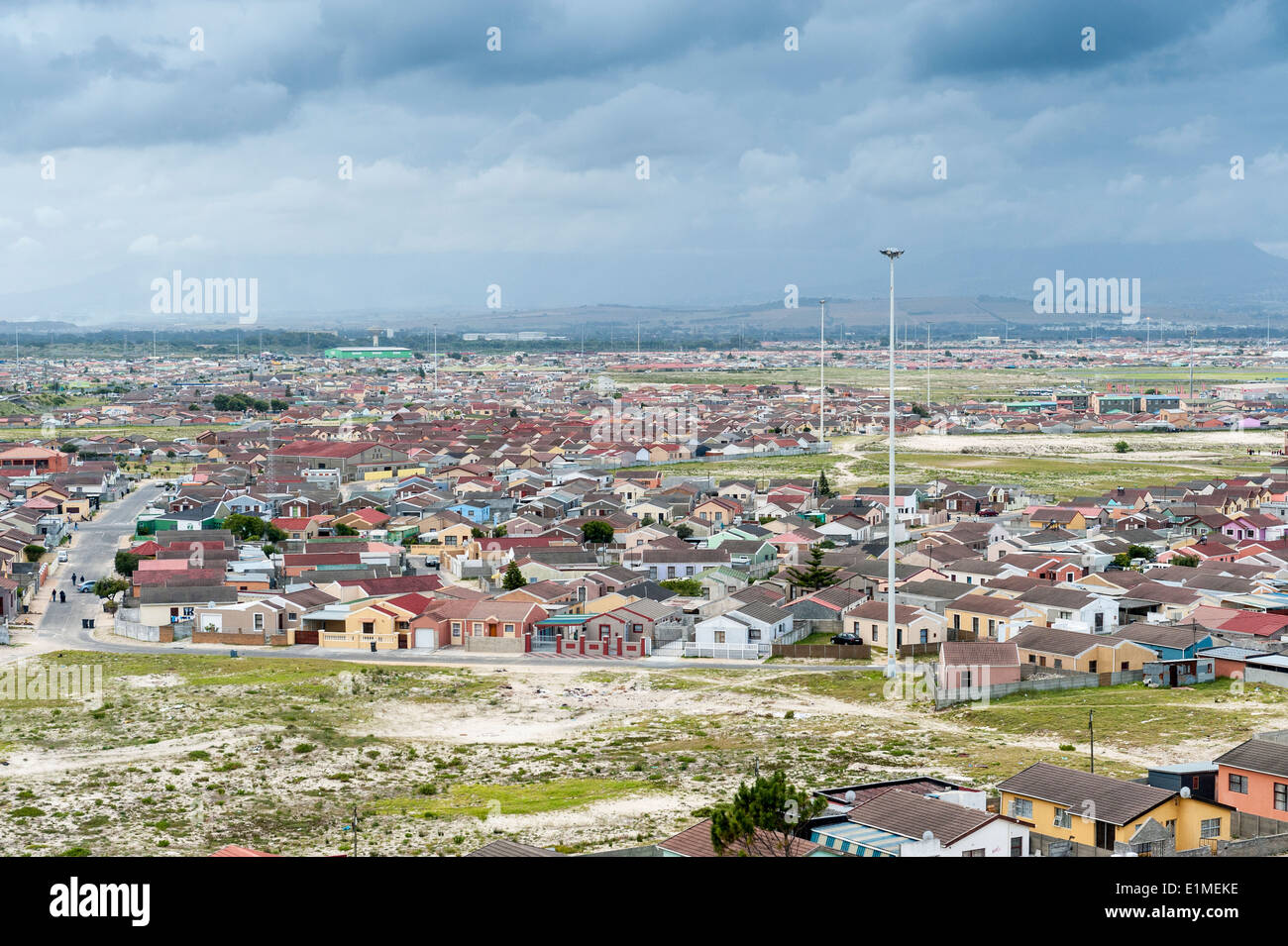 Vista panoramica di Khayelitsha township, Cape Town, Sud Africa Foto Stock