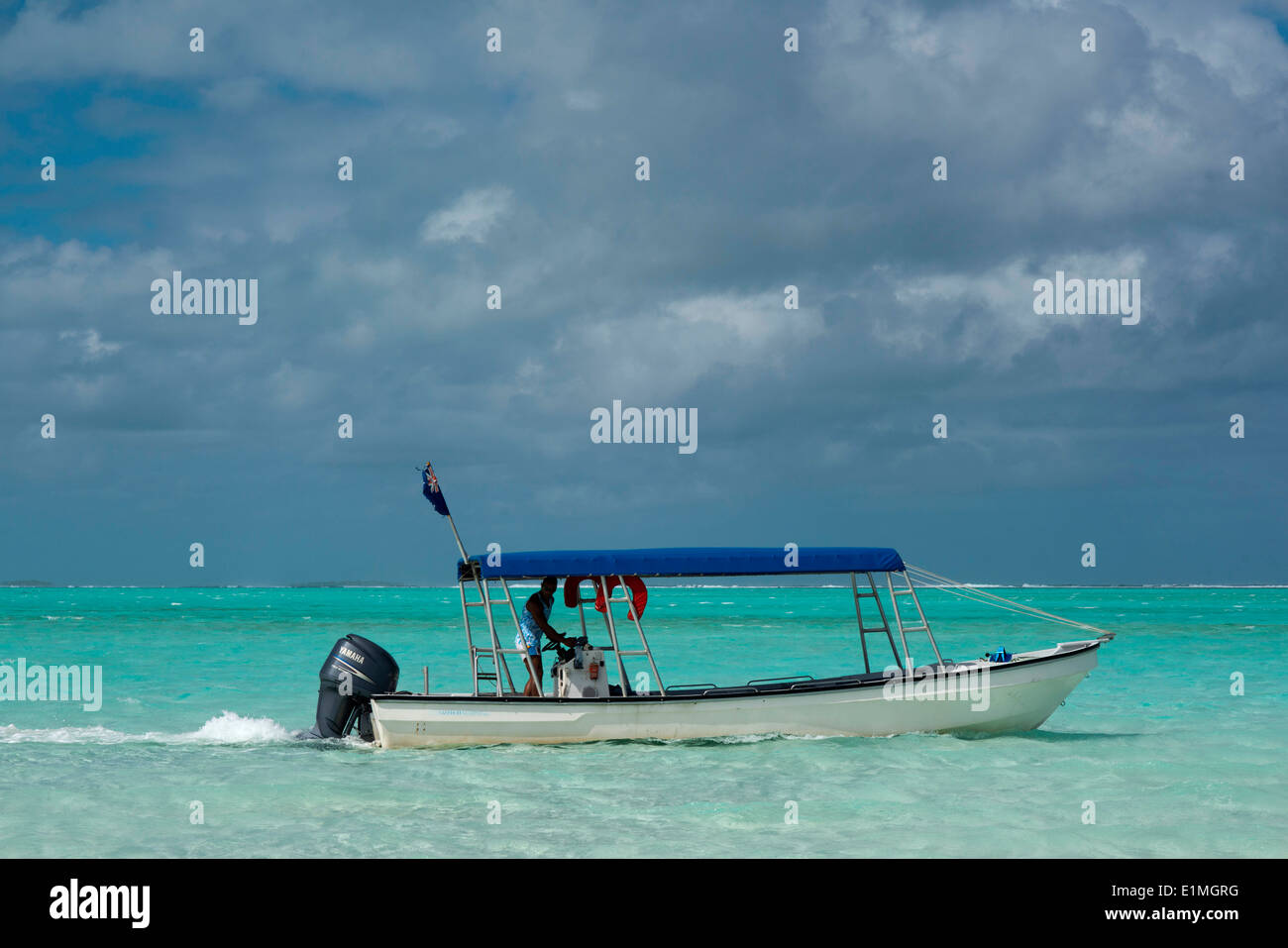 Aitutaki. Isole Cook. Polinesia. Oceano Pacifico del sud. Facendo snorkeling in Aitutaki Lagoon (crociera). La barriera corallina che Foto Stock