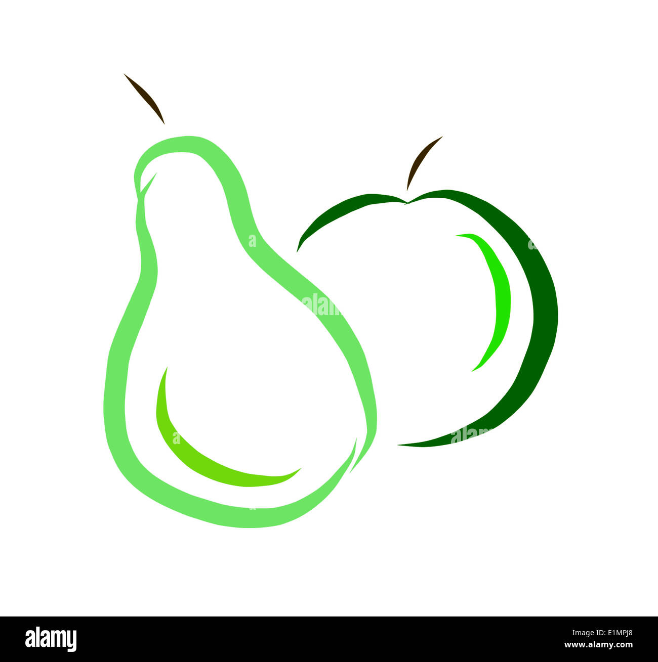 Illustrazione di una mela e pera Foto Stock