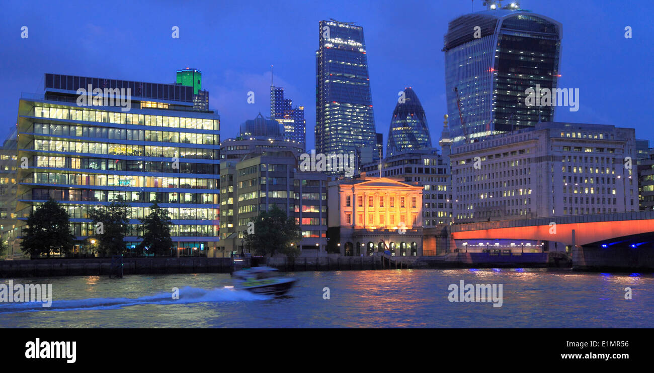 Regno Unito, Inghilterra, Londra, Città skyline, grattacieli, fiume Thames, Foto Stock