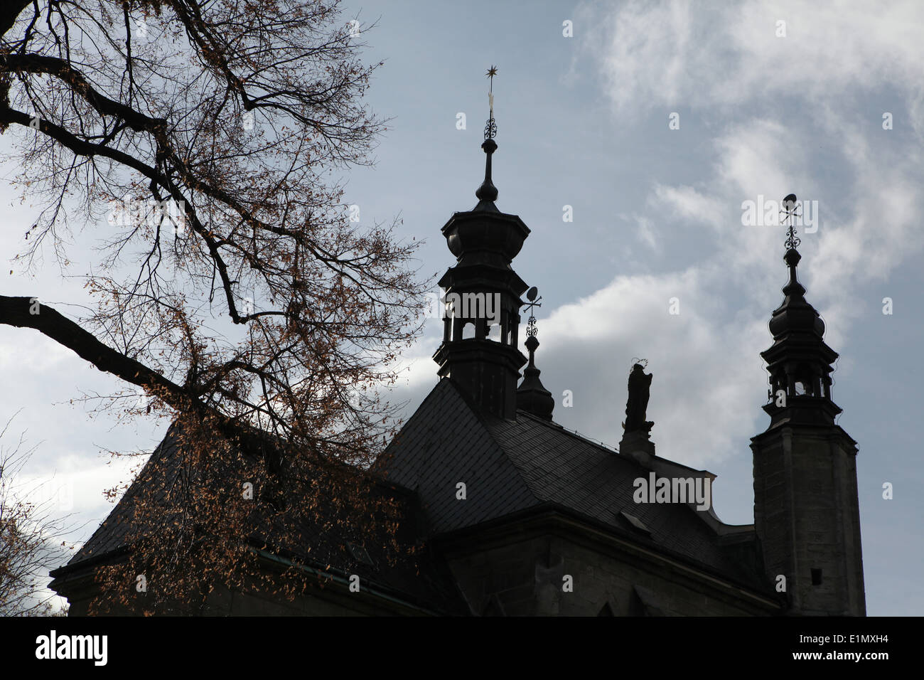 Tutti i Santi Cappella decorata con crossbones progettato da Jan Santini Aichel in Sedlec vicino a Kutna Hora, Repubblica Ceca. Foto Stock