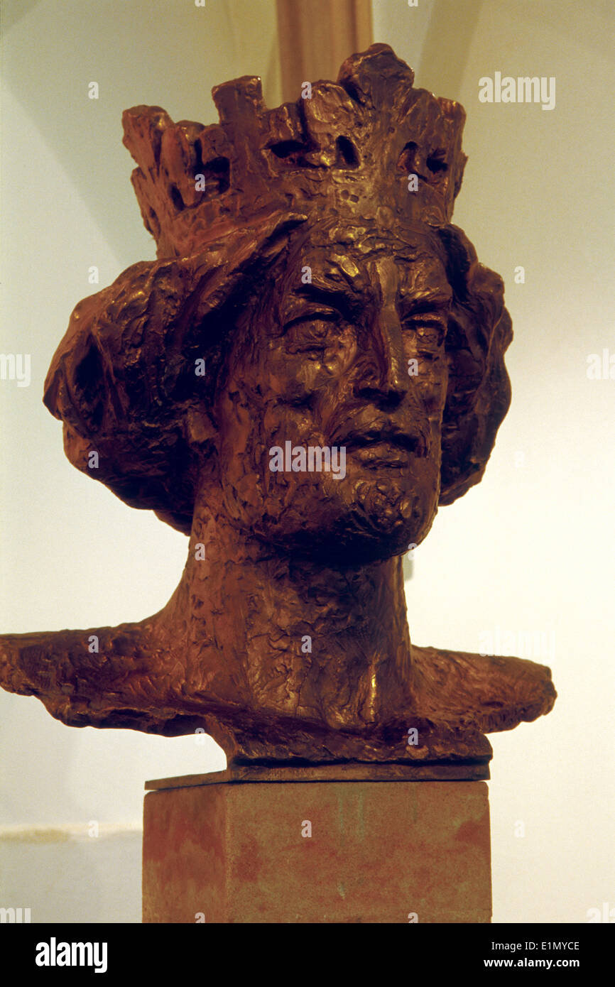 Busto di Re Venceslao II di Boemia. Museo di coniazione di monete in tribunale italiano in Kutna Hora, Repubblica Ceca. Foto Stock