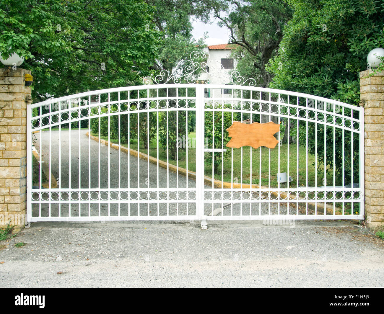 Acciaio cancelli di sicurezza Foto Stock