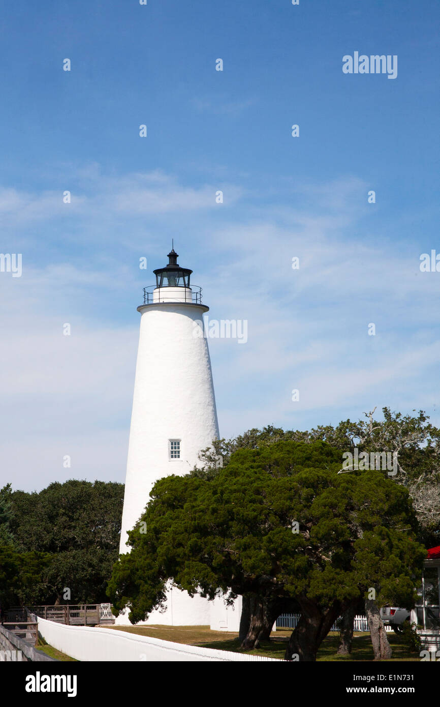 Ocracoke storico faro sulle isole di barriera dell'Outer Banks, Carolina del Nord Foto Stock