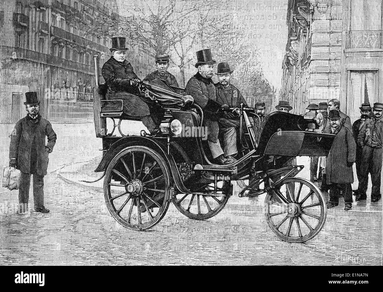 Leon Serpollent (1858-1907). Industriale francese e pioner di vapore automobili. Incisione di Henry Thriat. Xix secolo. Foto Stock