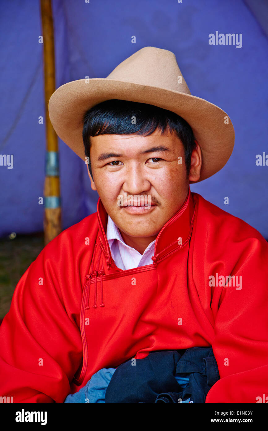Mongolia, Ovorkhangai provincia, Ondorshireet, spettatore al Naadam festival Foto Stock