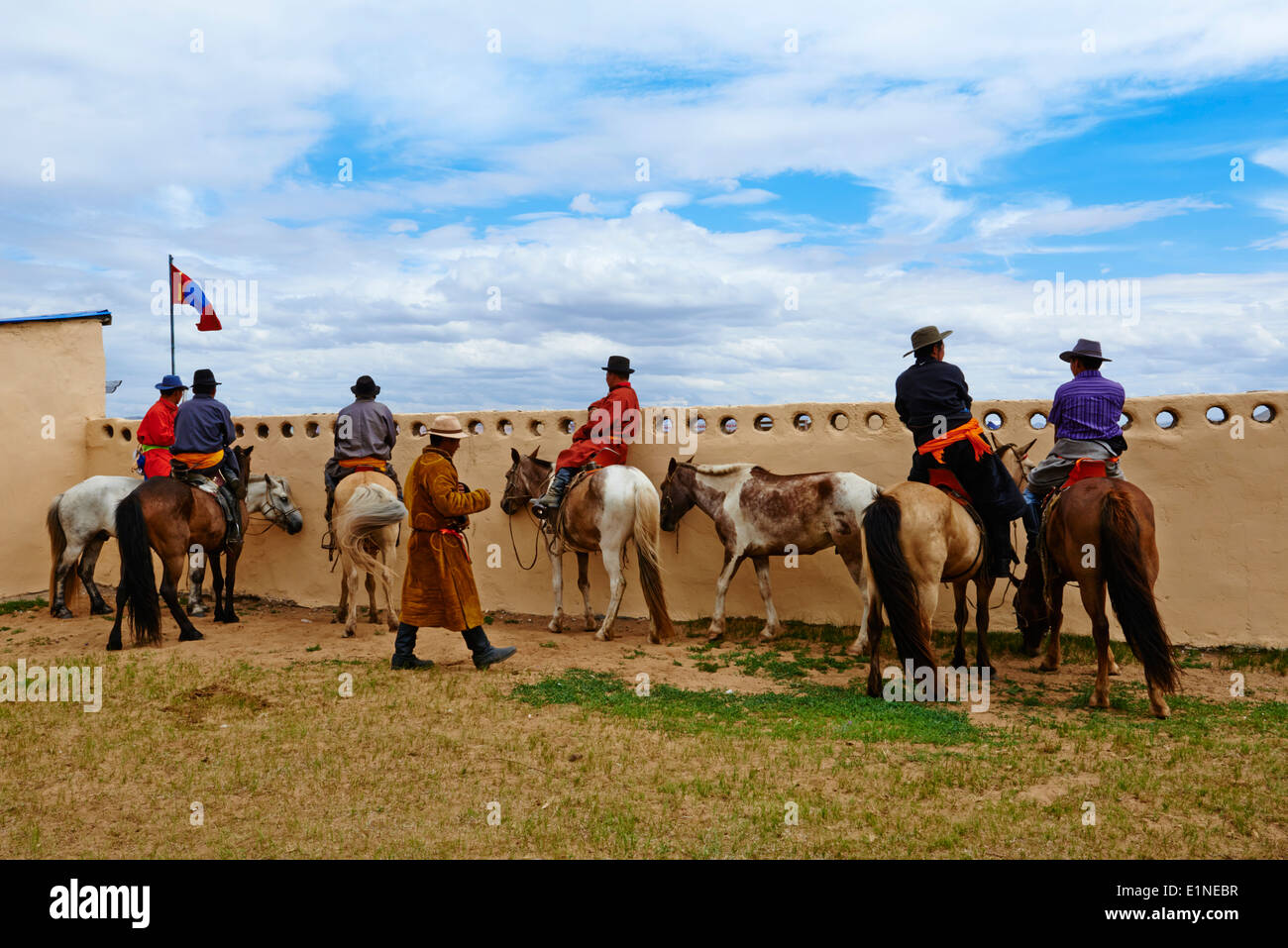 Mongolia, Ovorkhangai provincia, Ondorshireet, spettatore al Naadam festival Foto Stock