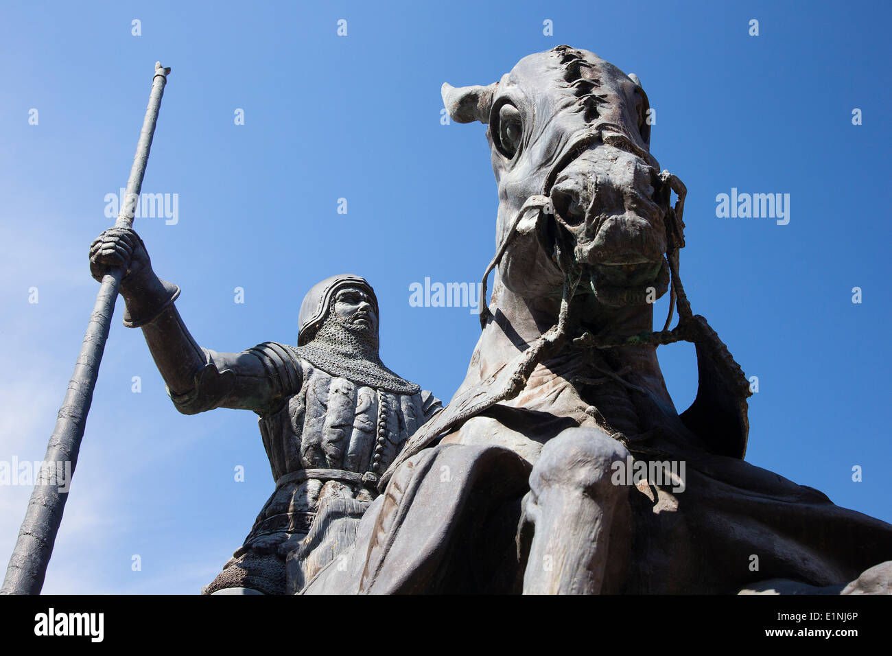 Statua di Sir Henry Percy Hotspur, ad Alnwick Castle, dove Harry Potter è stato filmato Foto Stock