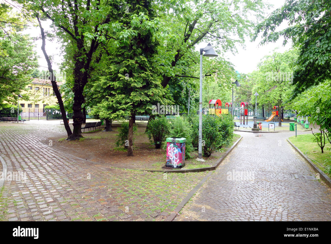 Il parco della città in un giorno di pioggia a Milano, Italia Foto Stock