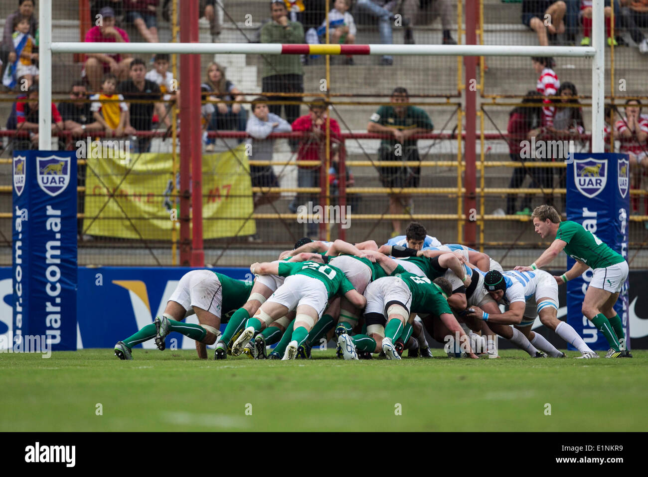 Chaco, Argentina. 07Th Giugno, 2014. Rugby Test Match Argentina contro l'Irlanda durante l'Internationa amichevole a Estadio Centenario della Resistencia, Chaco, Argentina. Entra nella mischia Credito: Azione Sport Plus/Alamy Live News Foto Stock