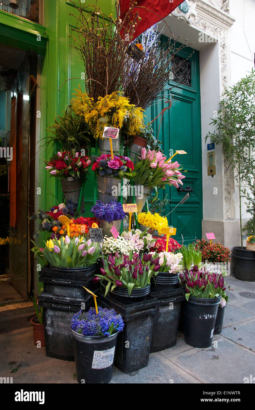 Negozio di fiori nelle strade di Parigi Foto Stock