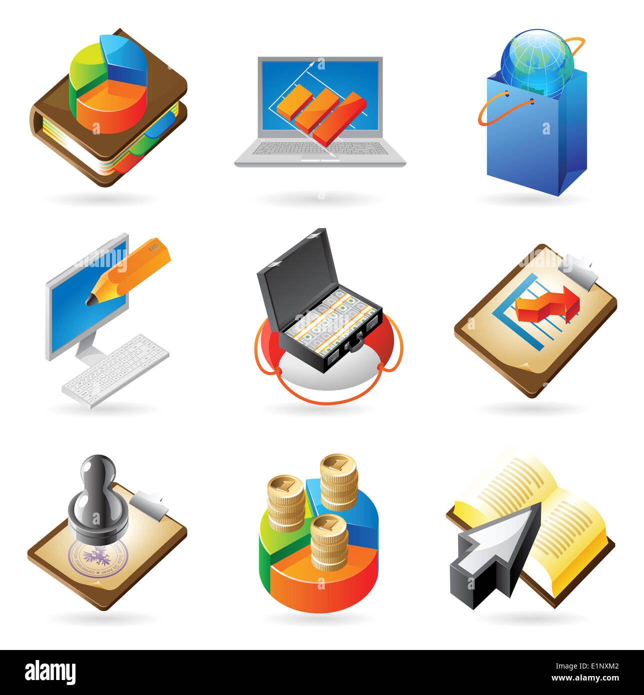 Concetto di icone per il business. Le illustrazioni per il documento, articolo o sito web. Foto Stock