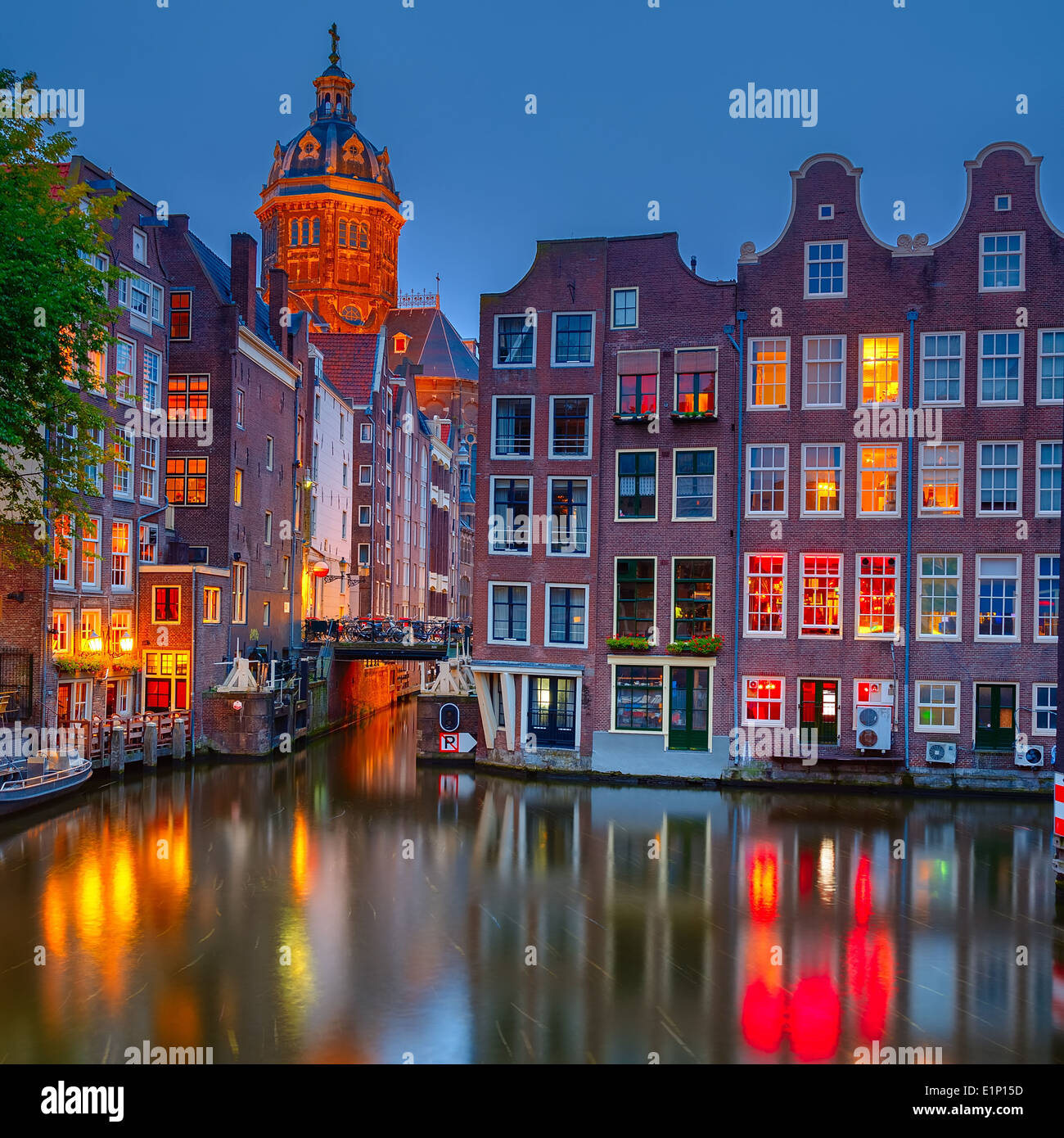 Amsterdam di notte Foto Stock