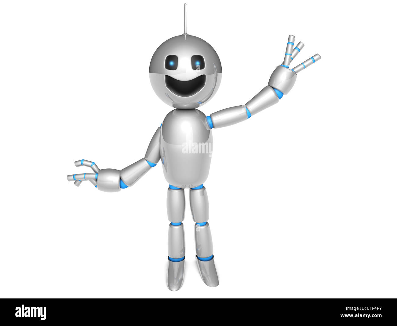 Una ondulazione e saluto cartoon Robot. Foto Stock