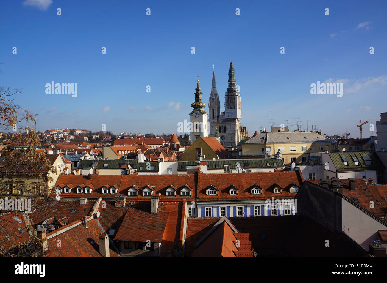 Vista della città di Zagreb Foto Stock