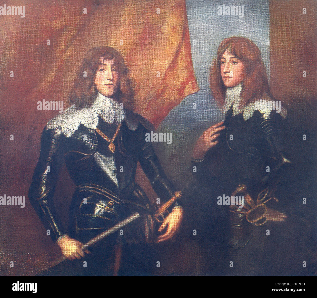 Questo ritratto mostra Charles Louis della Baviera (sinistra) e suo fratello Robert, che divenne duca di Cumberland. Foto Stock