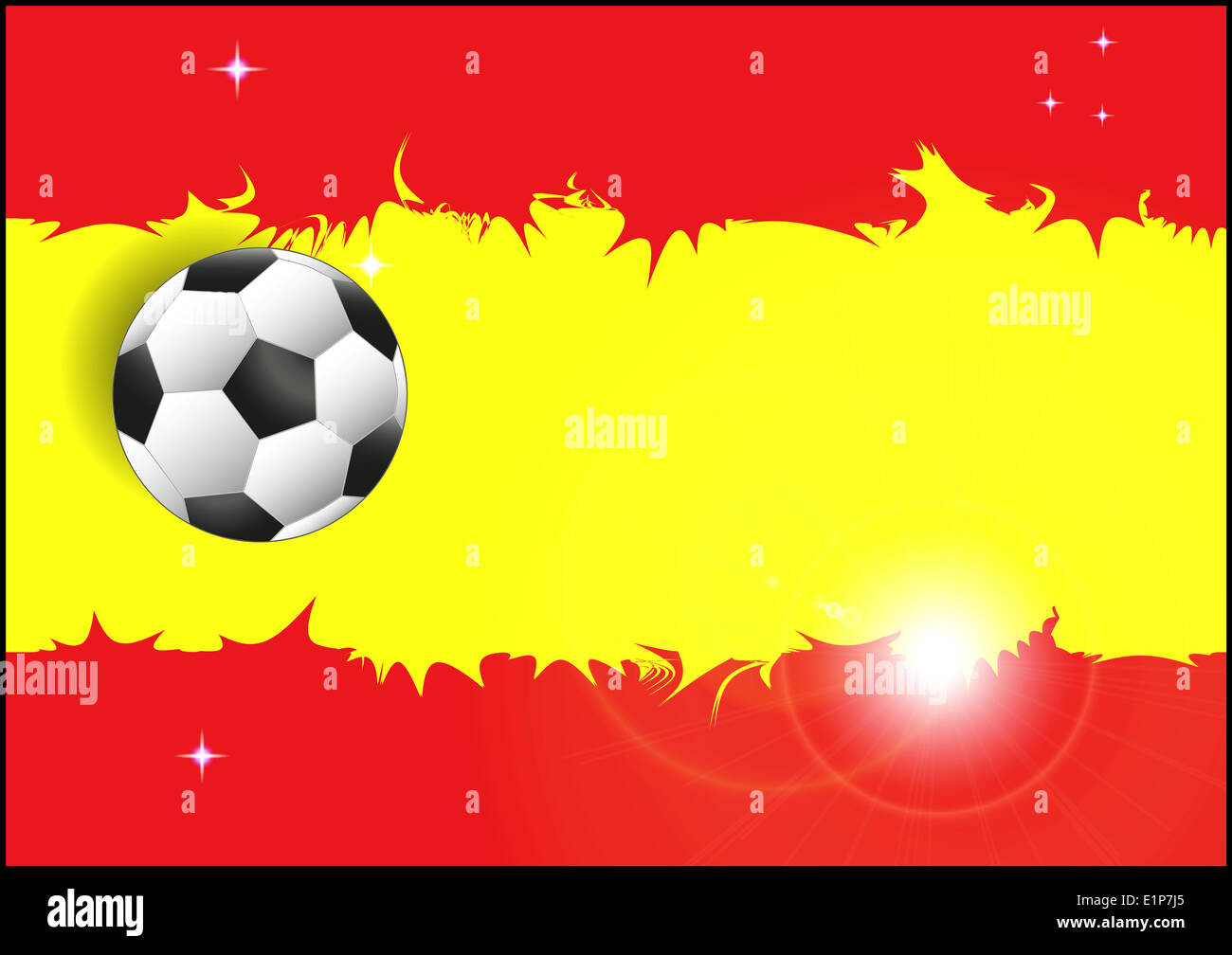 Spagna bandiera nazionale con pallone da calcio Foto Stock