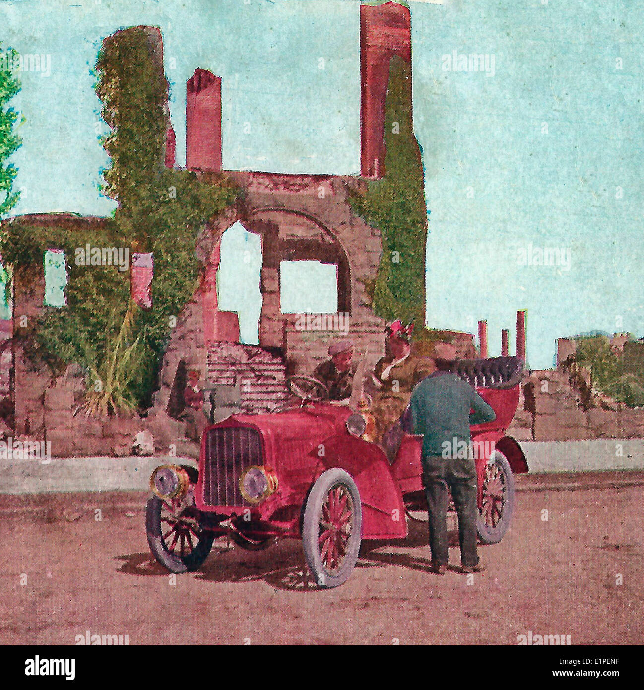 Un Millionaire's Home su Van Ness Avenue. Devastato dal terremoto e fuoco 18 Aprile 1906 Foto Stock