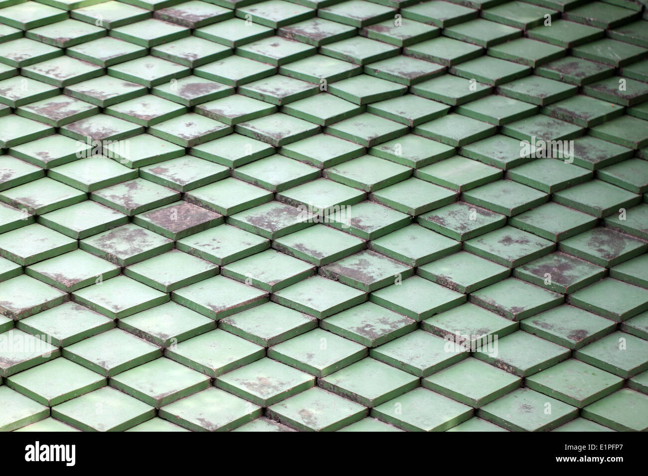 Il tetto verde piastrelle per lo sfondo. Foto Stock