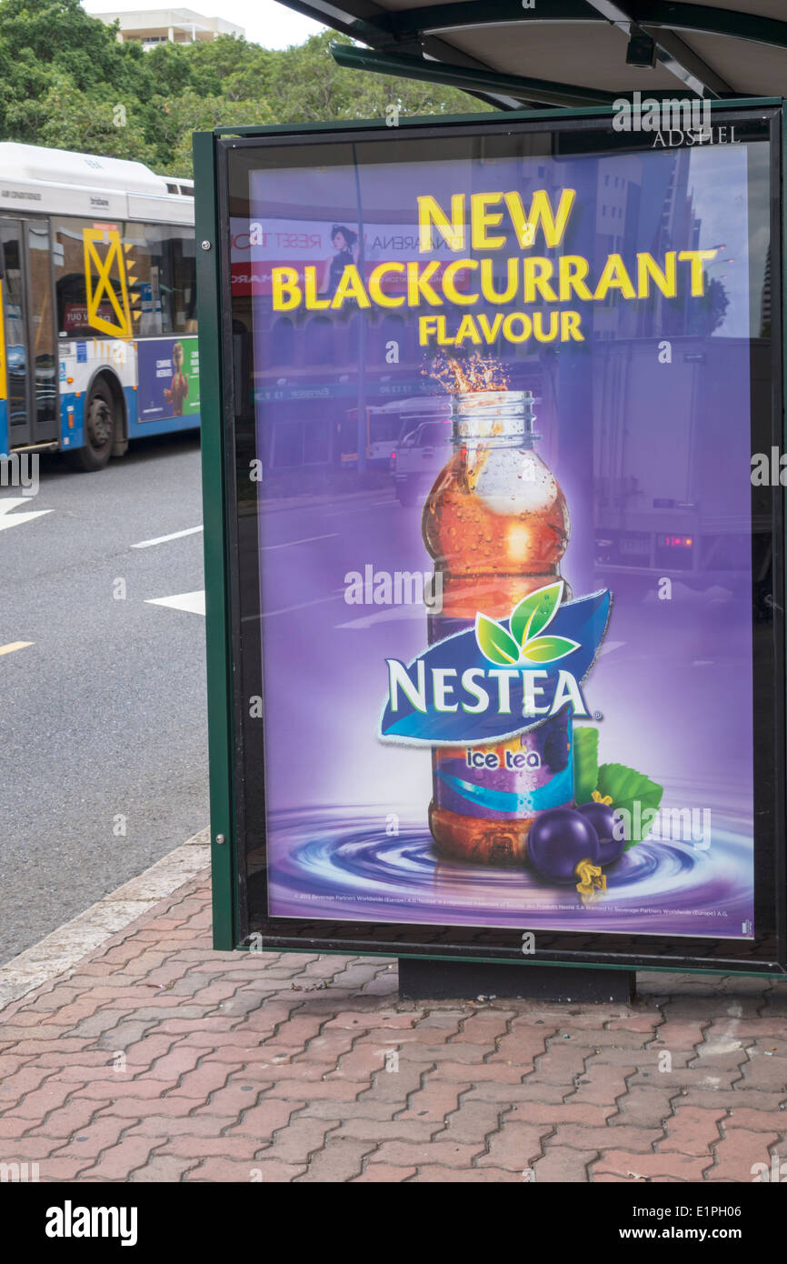 Brisbane Australia,Queensland CBD,Ann Street,cartellone,pubblicità,annuncio pubblicitario,Nestea,visitatori viaggio turistico tour touris Foto Stock