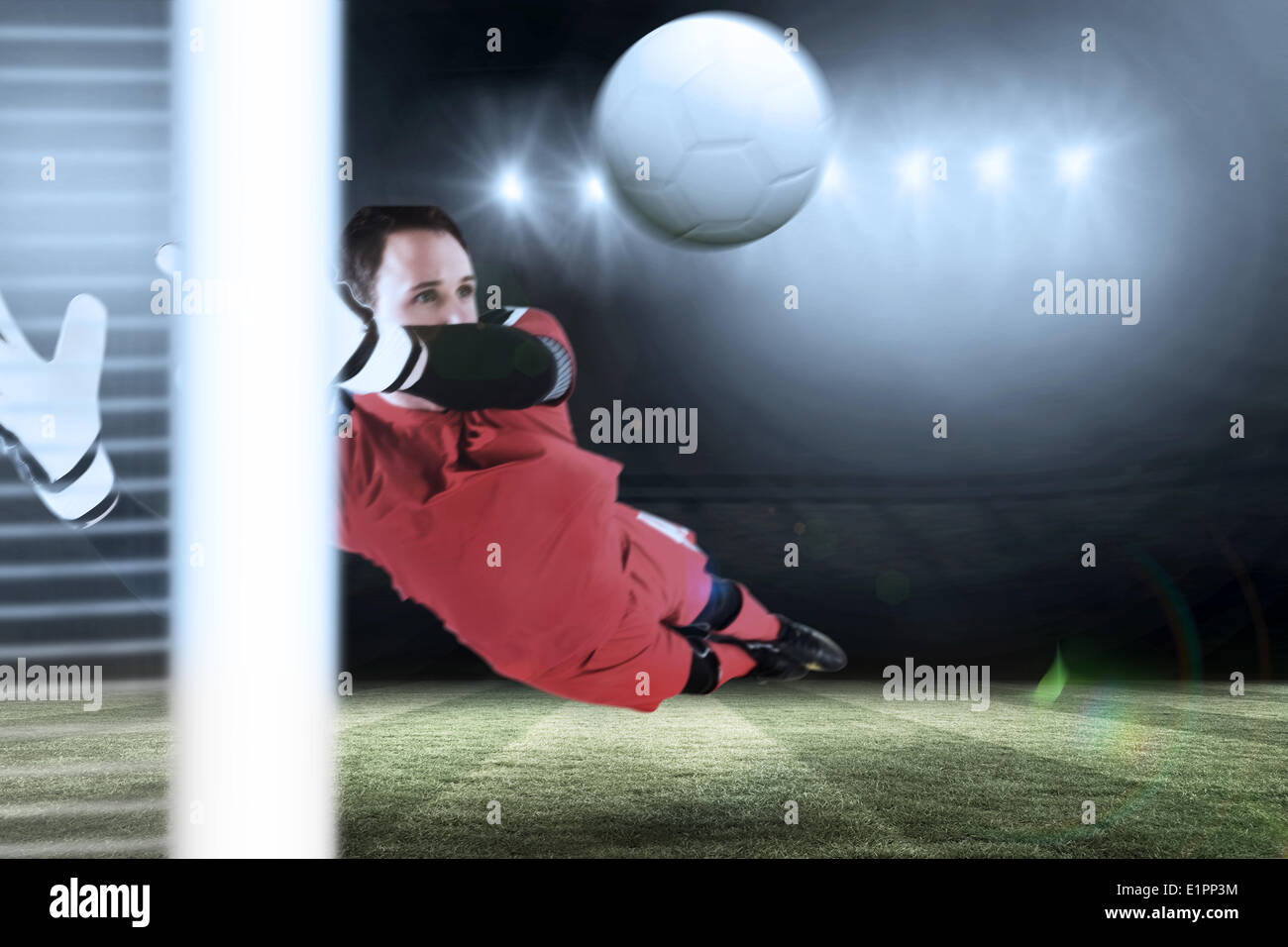 Immagine composita di montare il portiere del salto in alto Foto Stock