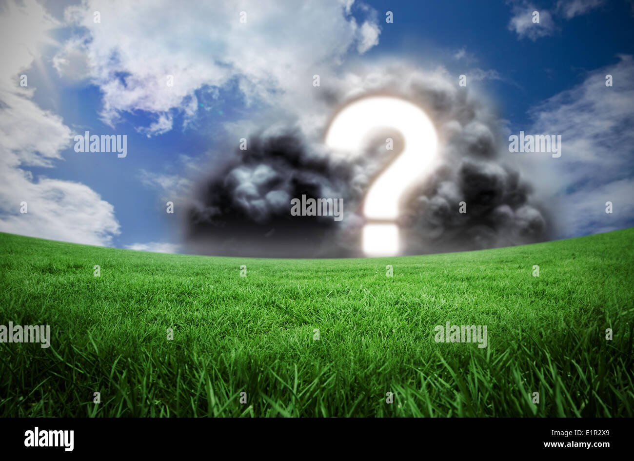 Immagine composita del punto interrogativo in cloud Foto Stock