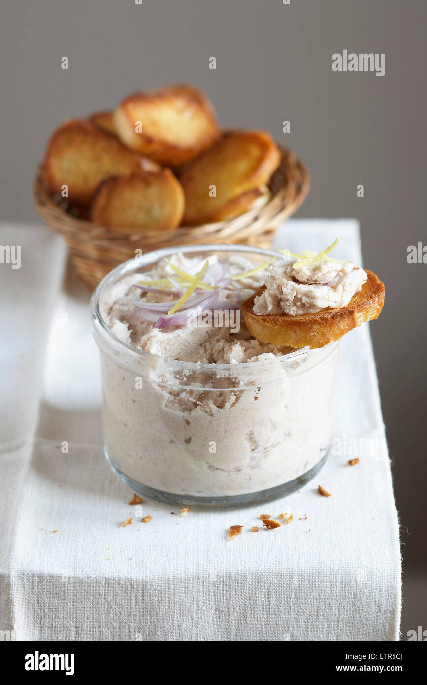 Paté di Tonno crostinis Foto Stock