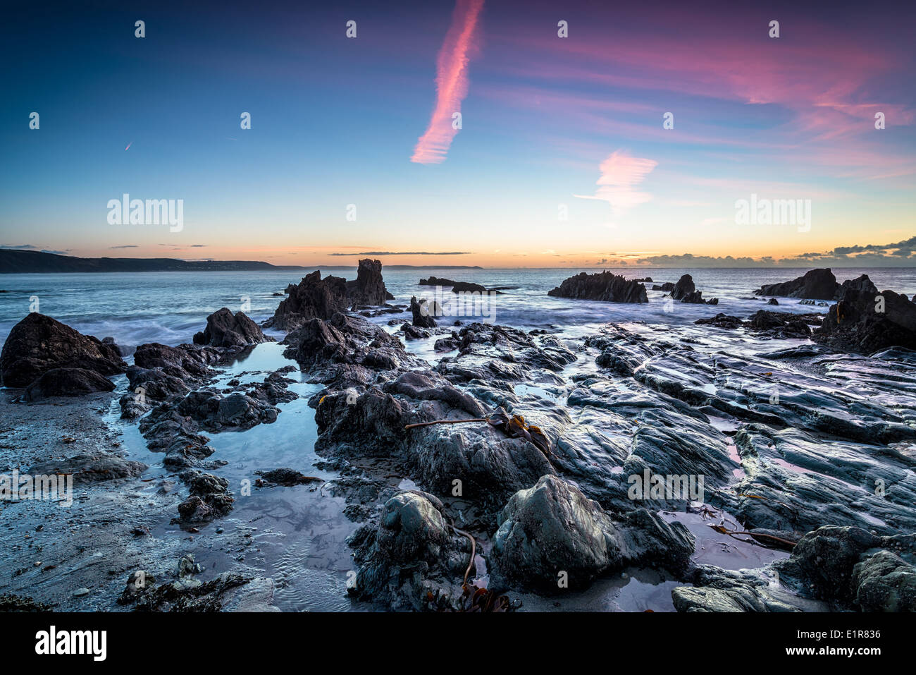 Alba sul South Cornish Coast a Looe Foto Stock