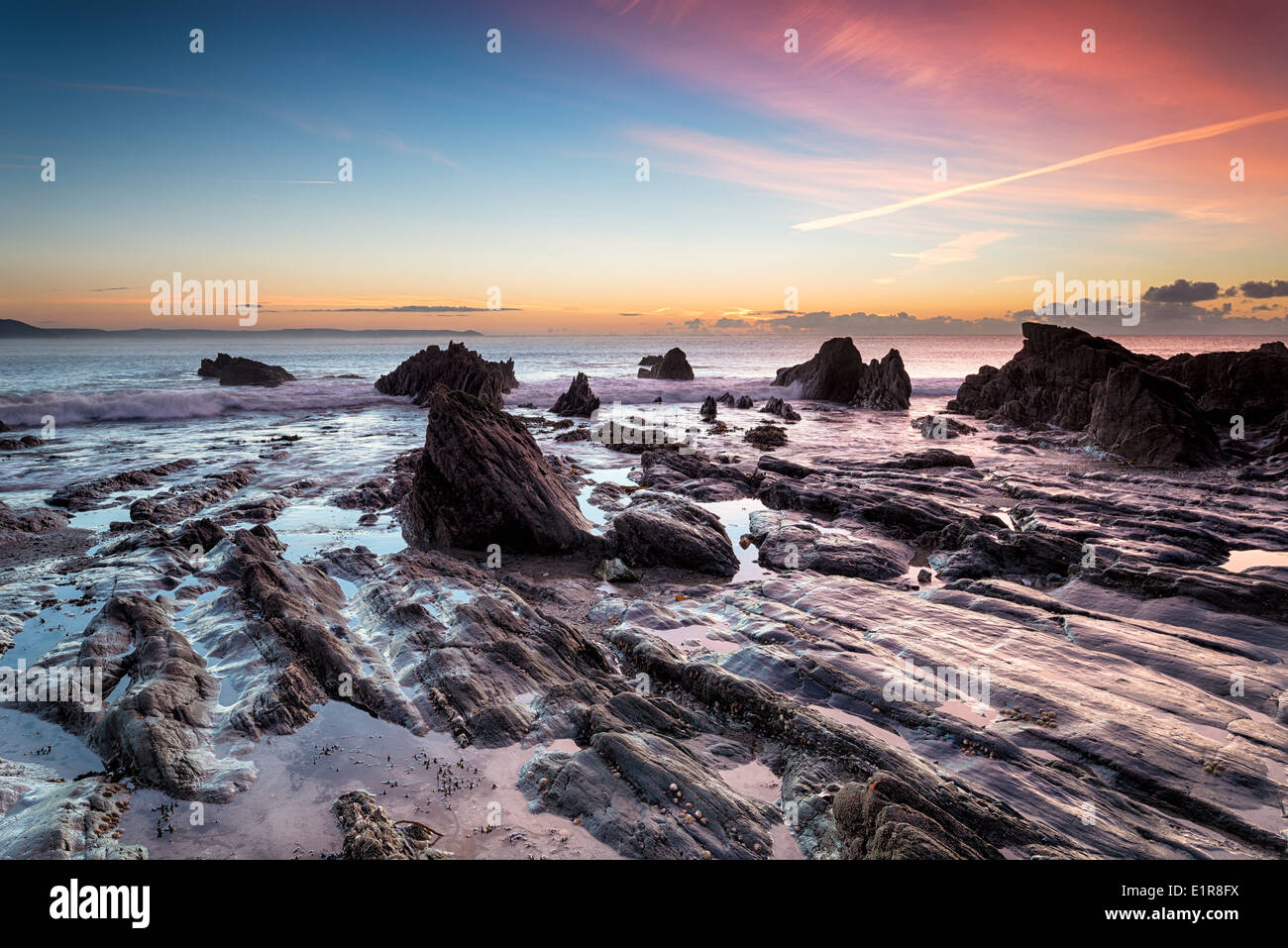 Alba sul South Cornish Coast a Looe Foto Stock