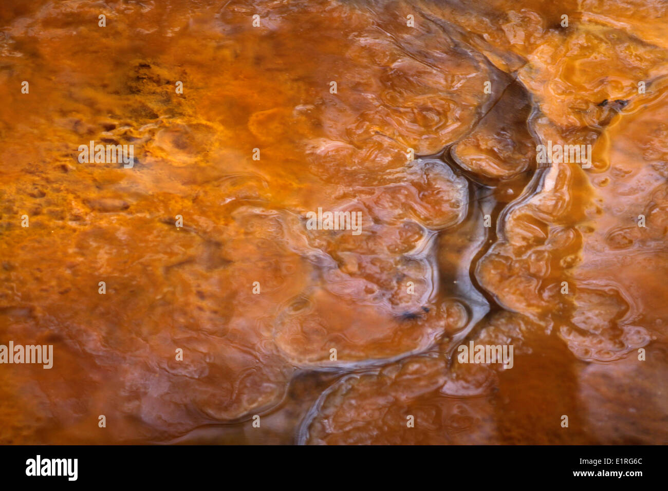 La orange sedimenti di acqua con il ferro. Foto Stock